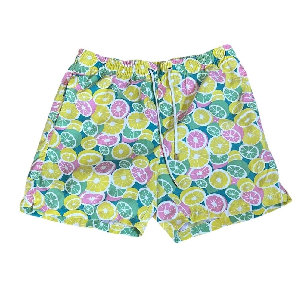 Ingear Swim Men's Board Shorts Trunks Citrus Lemon Lime Print Size M